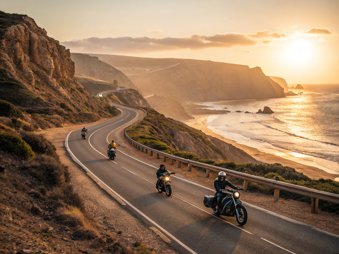 Group of riders preparing for a weekend tour
